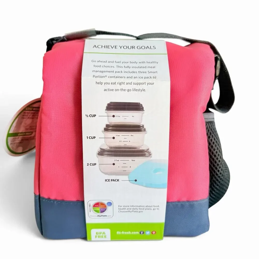 Fit & Fresh Meal Management Insulated Lunch Bag 5 Piece Set Containers Ice Pack
